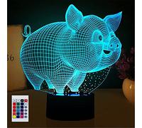 SUPERHONGJIHAO Luce notturna a LED 3D, con telecomando, 16 colori che cambiano il colore, regalo di compleanno per bambini