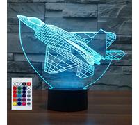 SUPERHONGJIHAO Luce notturna per bambini 3D aerei Led lampada con telecomando 16 colore che cambia regalo di compleanno di Natale per il bambino