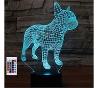 SUPERHONGJIHAO Luce notturna per bambini 3D Bulldog francese lampada Led con telecomando 16 colori che cambiano regalo di Natale compleanno per bambino