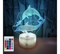SUPERHONGJIHAO Luce notturna per bambini 3D delfino lampada a LED con telecomando 16 colori che cambiano colore regalo di compleanno per bambini