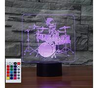 SUPERHONGJIHAO Luce notturna per bambini 3D Drum Kit lampada a led con telecomando 16 colori che cambiano regalo di compleanno di Natale per il bambino