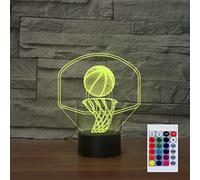 SUPERHONGJIHAO Luce notturna per bambini 3D Shooting Basketball Lampada a LED con telecomando 16 colori che cambiano colore regalo di compleanno per bambini