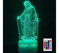SUPERHONGJIHAO Luce notturna per bambini 3D Vergine Maria Lampada LED con telecomando, 16 colori che cambiano il colore, regalo di compleanno per bambini