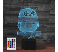 SUPERHONGJIHAO Luce notturna per i bambini 3D animale gufo ha condotto la lampada con telecomando 16 colore che cambia regalo di compleanno di Natale per il bambino