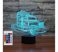 SUPERHONGJIHAO Luce notturna per i bambini 3D camion ha condotto la lampada con telecomando 16 colore che cambia regalo di compleanno di Natale per il bambino