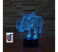 SUPERHONGJIHAO Luce notturna per i bambini 3D Cinghiale ha condotto la lampada con telecomando 16 colore che cambia regalo di compleanno di Natale per il bambino