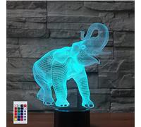 SUPERHONGJIHAO Luce notturna per i bambini 3D elefante animale ha condotto la lampada con telecomando 16 colore che cambia regalo di compleanno di Natale per il bambino