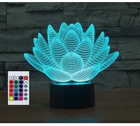 SUPERHONGJIHAO Luce notturna per i bambini 3D fiore di loto lampada a led con telecomando 16 colore che cambia regalo di compleanno di Natale per il bambino