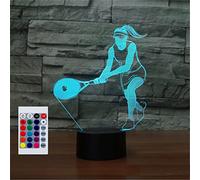 SUPERHONGJIHAO Luce notturna per i bambini 3D Giocatori di tennis ha condotto la lampada con telecomando 16 colore che cambia regalo di compleanno di Natale per il bambino