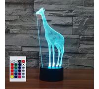 SUPERHONGJIHAO Luce notturna per i bambini 3D giraffa ha condotto la lampada con telecomando 16 colore che cambia regalo di compleanno di Natale per il bambino