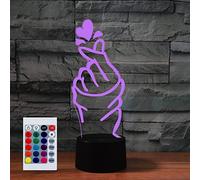 SUPERHONGJIHAO Luce notturna per i bambini 3D mano cuore gesto lampada a led con telecomando 16 colore che cambia regalo di compleanno di Natale per il bambino