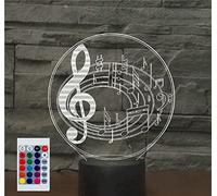 SUPERHONGJIHAO Luce notturna per i bambini 3D Nota musicale ha condotto la lampada con telecomando 16 colore che cambia regalo di compleanno di Natale per il bambino