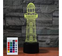 SUPERHONGJIHAO Luce notturna per i bambini 3D nuovo faro ha condotto la lampada con telecomando 16 colore che cambia regalo di compleanno di Natale per il bambino