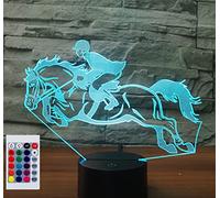 SUPERHONGJIHAO Luce notturna per i bambini 3D Ride Cavallo Lampada a Led con Telecomando 16 Cambiare Colore Regalo di Compleanno di Natale per il bambino