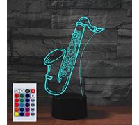 SUPERHONGJIHAO Luce notturna per i bambini 3D Sassofono Led Lampada con Telecomando 16 Cambiare Colore Regalo di Compleanno di Natale per il bambino