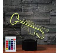 SUPERHONGJIHAO Luce notturna per i bambini 3D tromba ha condotto la lampada con telecomando 16 colore che cambia regalo di compleanno di Natale per il bambino