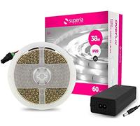 Superia KIT Striscia LED 5 Metri e alimentatore SMD2835 24V/38W Flessibile Protezione IP20 per uso Interno Colorazione Luce Naturale Alta Luminosità da 300 diodi led 60 led/Metro KACSTR40N 1 Pezzo