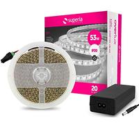 Superia KIT Striscia LED 5 Metri e alimentatore SMD2835 24V/53W Flessibile Protezione IP20 per uso Interno Colorazione Luce Naturale Alta Luminosità da 600 diodi led 120 led/Metro KACSTR60N 1 Pezzo