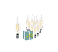 Superia Lampadine a filamento LED FIAMMA TRASPARENTE OVERCLASSIC 5W Equivalenti a 40W, 550LM, LUCE CALDA, Attacco E14, Stile Vintage Retrò, Non Dimmerabile, Pacco da 10