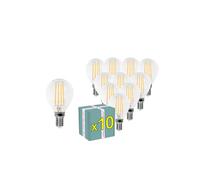 Superia Lampadine a filamento LED SFERA TRASPARENTE OVERCLASSIC 5W Equivalenti a 40W, 550LM, LUCE CALDA, Attacco E14, Stile Vintage Retrò, Non Dimmerabile, Pacco da 10