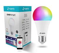 Superia Milano Lampadina SMART RGB + Bianco regolabile (2700K - 6500K) dimmerabile, Wi-Fi, Compatibile con Google Home, Alexa, E27, 11W, 1050lm GE27RGBCCT