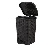 Superio Mini Trash Can with Foot Pedal Small Outdoor Garbage Can with Lid, 1.5 Gallon Plastic Waste Basket for Bathroom, Bedroom, Kitchen, Office, Patio (Wicker Brown 6 QT.)
