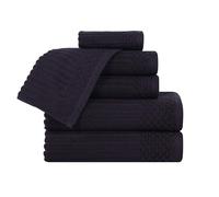 Superior Asciugamano, cotone, nero, set da 6 pezzi