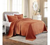 Superior Basket Weave Bedspread Copriletto con federe, Cotone, Mandarino, Completo