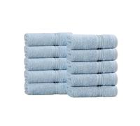 Superior Classic - Set di 10 asciugamani per il viso in cotone egiziano, ultra morbidi, assorbenti, 33 x 33 cm, colore azzurro, 10 pezzi