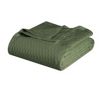Superior Coperta in 100% cotone per casa, divano, letto, morbida, calda, estetica bohémien, comoda, accogliente e carina, elementi essenziali per la biancheria da letto, colore: verde foresta