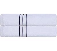 Superior Egyptian Cotton Set di 2 Asciugamani da Bagno di Lusso, 900 Grammi, Colore Bordo, 100% Cotone Pettinato a Fibra Lunga di Alta qualità, Bianco/Blu Navy, 27.9x35.6x16.5 cm