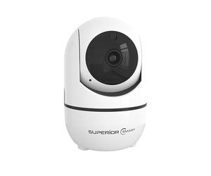 Superior Electronics Security iCM001 - Telecamera WiFi di Sorveglianza da Interno HD 1080p 2.4GHz con Visione Notturna e Audio Bidirezionale - Intercettazione Movimenti - Zoom Manuale - Rotazione 360°