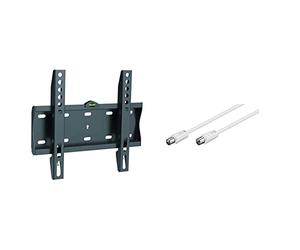 Superior Electronics SUPSTV001 Supporto Tv da Parete Fisso da 23%22 a 42%22 Vesa: 75 x 75, 100 x 100, 200 x 100 & Goobay 11510 Cavo antenna, 2x schermato, spina coassiale nichelata