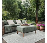 Superior Indoor/Outdoor Area Rug, Dual-Tone Reversible Braided Floor Decor for Patio, Front Porch, Entryway, Living Room, Office, Nursery, Artistic Home, 3' x 5', Fog Green-White