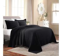 Superior Medallion Bedspread with Pillow Shams Copriletto con federe, Cotone, Nero, Queen