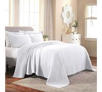 Superior Medallion Bedspread with Pillow Shams Copriletto, Cotone, Bianco, Queen