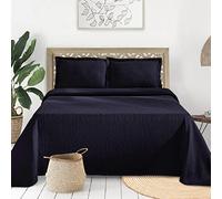 Superior Medallion Bedspread with Pillow Shams Copriletto, Cotone, Blu Navy, Coppia