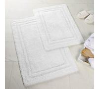 Superior Non- Slip Cotton Bath rug Set with Spray Latex Backing Set di 2 tappetini da Bagno Antiscivolo in Cotone, Colore: Bianco, 56 x 89 inch