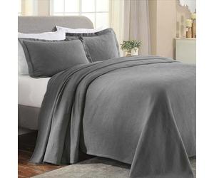 Superior Paisley Jacquard Matelassé Copriletto, Cotone, Grigio, Completo