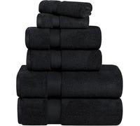 Superior Parent Collection-Set di 2 Asciugamani da Bagno in 100% Cotone Zero Twist, Super Morbidi e assorbenti, Colore: Nero, 6 Piece Towel Set