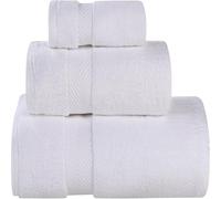 Superior Parent Collection-Set di 2 Teli da Bagno in 100% Cotone Zero Twist, Super Morbidi e assorbenti, Colore: Bianco, 3 Piece Towel Set