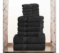 Superior Set di 10 asciugamani in pile di cotone egiziano, include 2 asciugamani da bagno, 4 mani, 4 asciugamani per il viso/salviette, asciugamani ultra morbidi di lusso, essenziali per gli ospiti,