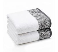 Superior Set di 2 asciugamani da bagno in cotone, motivo floreale in jacquard, asciugamano per il corpo per bagno, bagno degli ospiti, resort, hotel, Airbnb, elementi essenziali per la casa, adulti e