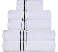 Superior - Set di Asciugamani di Lusso Collezione Hotel, Cotone Egiziano 100%, Bianco/Nero, 900 g, 6 Pezzi