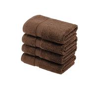 Superior Set di asciugamani in cotone egiziano, 4 pezzi, color cioccolato, 4 pezzi