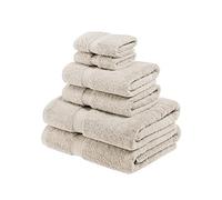 Superior Set di Asciugamani in Cotone Egiziano, 900 g, Pietra, 6 Pezzi