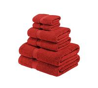 Superior Set di Asciugamani in Cotone Egiziano, 900 g, Rot, 6 Pezzi