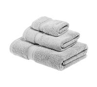 Superior Set di asciugamani in cotone egiziano massiccio, asciugamano 50,8 x 76,2 cm, asciugamano da bagno 76,2 x 139,7 cm, panno 33 x 33 cm, argento, 3 pezzi