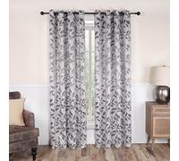 Superior Tende oscuranti, accenti per finestre oscuranti, protezione solare, termiche, moderne foglie bohémien con occhielli, set di 2 pannelli, 52 x 120 cm, grigio