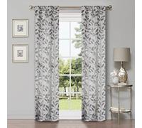 Superior Tende oscuranti, per finestra, per camera da letto, blocco solare, termiche, moderne tende bohémien, collezione foglie, set di 2 pannelli, con tasca per asta, 66 x 160 cm, grigio